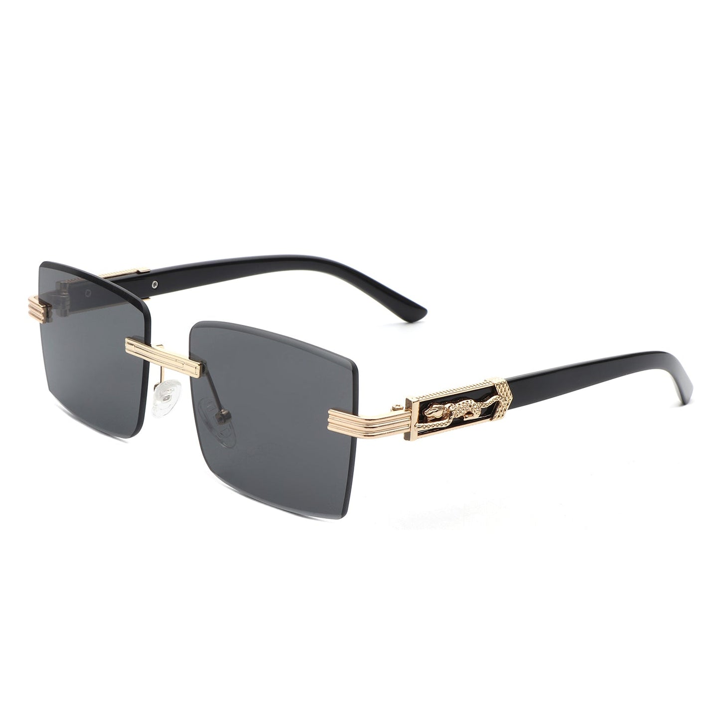 Tycho - Retro Rimless Square Tinted Flat Top Sunglasses-5
