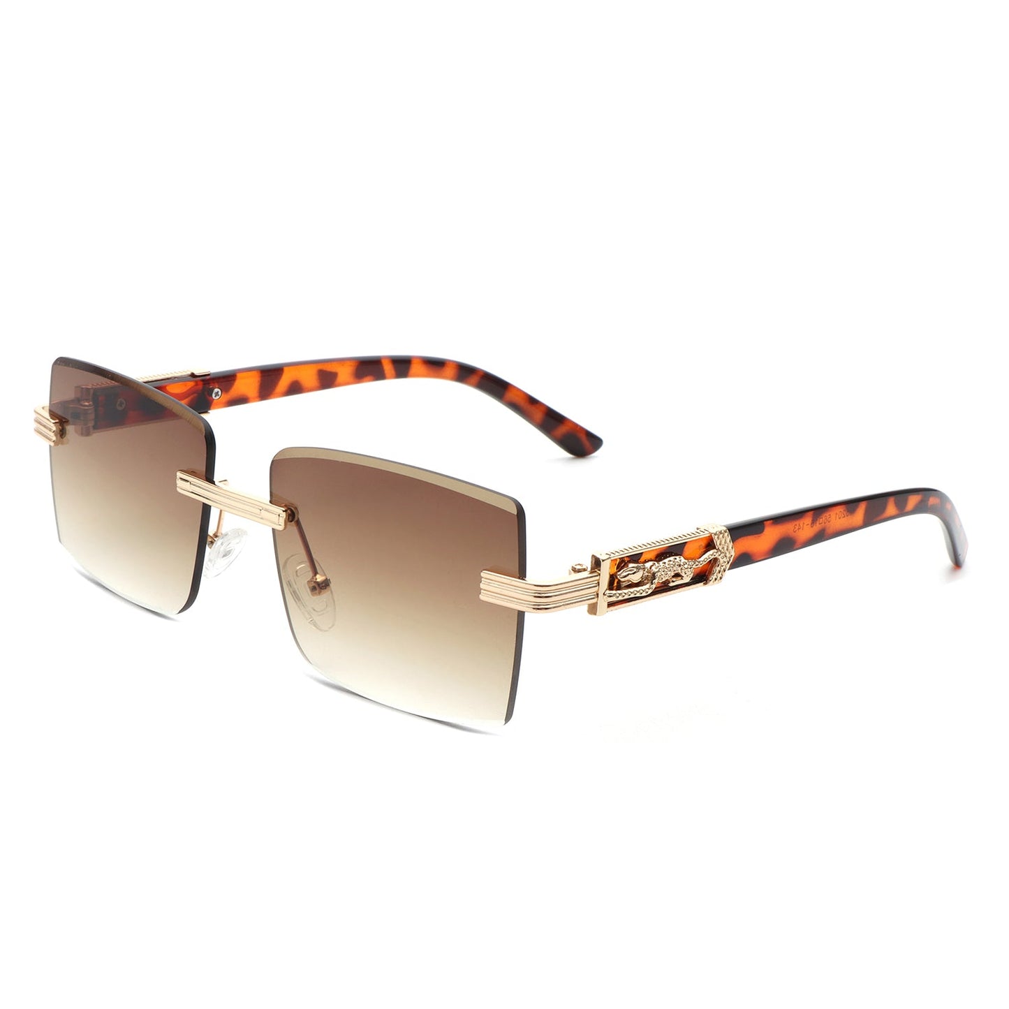 Tycho - Retro Rimless Square Tinted Flat Top Sunglasses-4