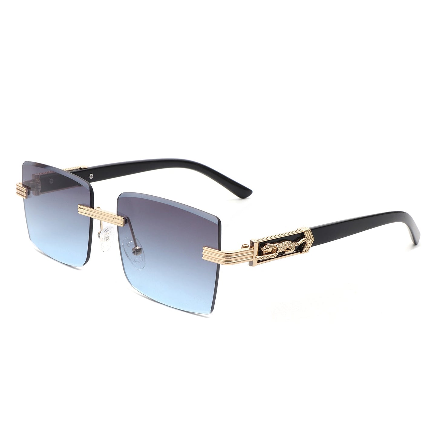 Tycho - Retro Rimless Square Tinted Flat Top Sunglasses-6
