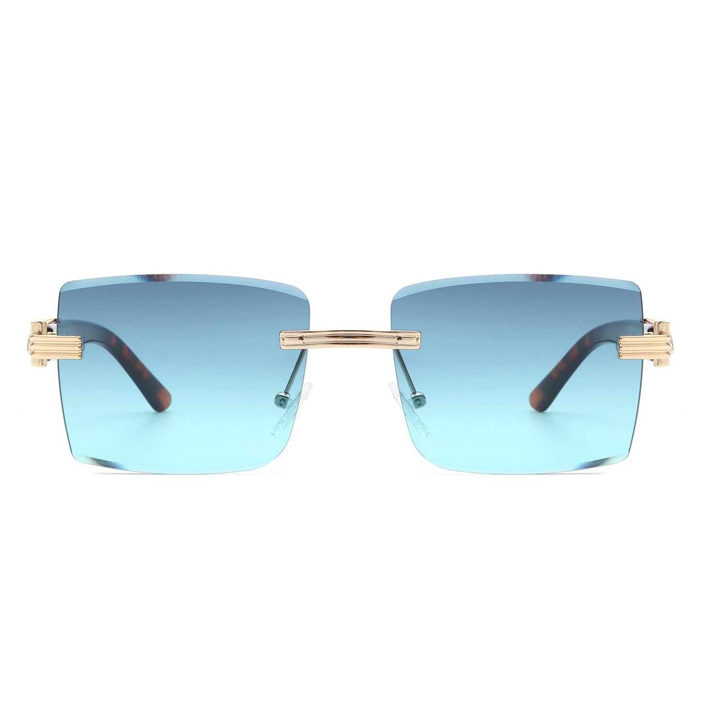 Tycho - Retro Rimless Square Tinted Flat Top Sunglasses-1