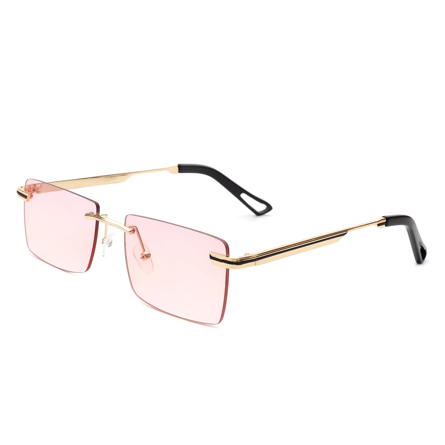 Vibrante - Rectangle Rimless Retro Tinted Fashion Flat top Sunglasses-5