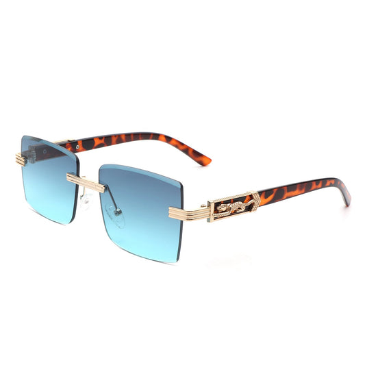 Tycho - Retro Rimless Square Tinted Flat Top Sunglasses-0