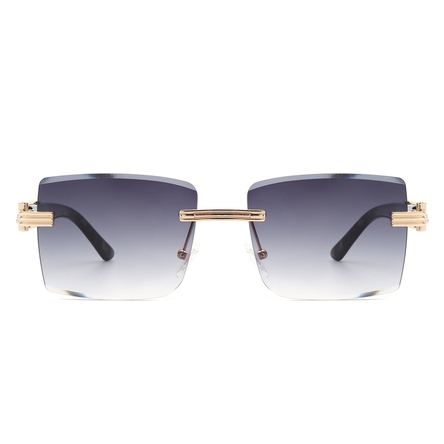 Tycho - Retro Rimless Square Tinted Flat Top Sunglasses-3