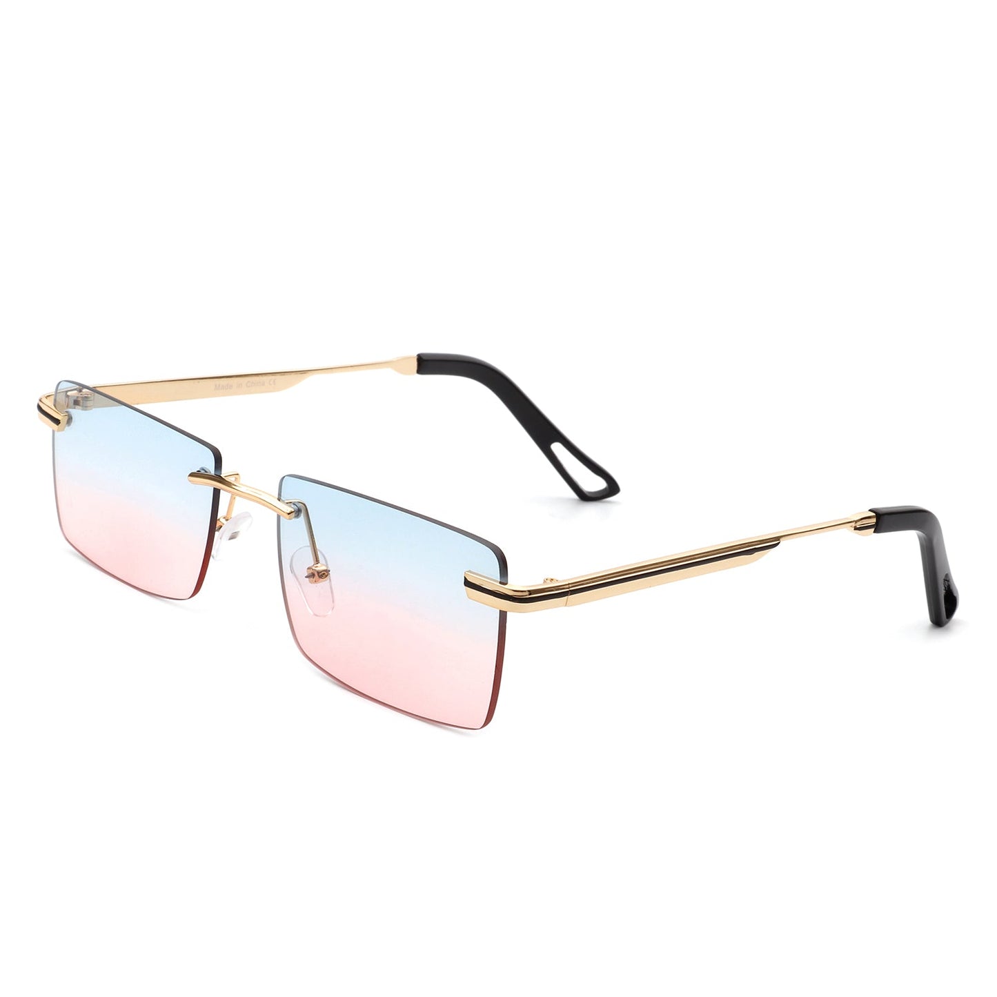 Vibrante - Rectangle Rimless Retro Tinted Fashion Flat top Sunglasses-6