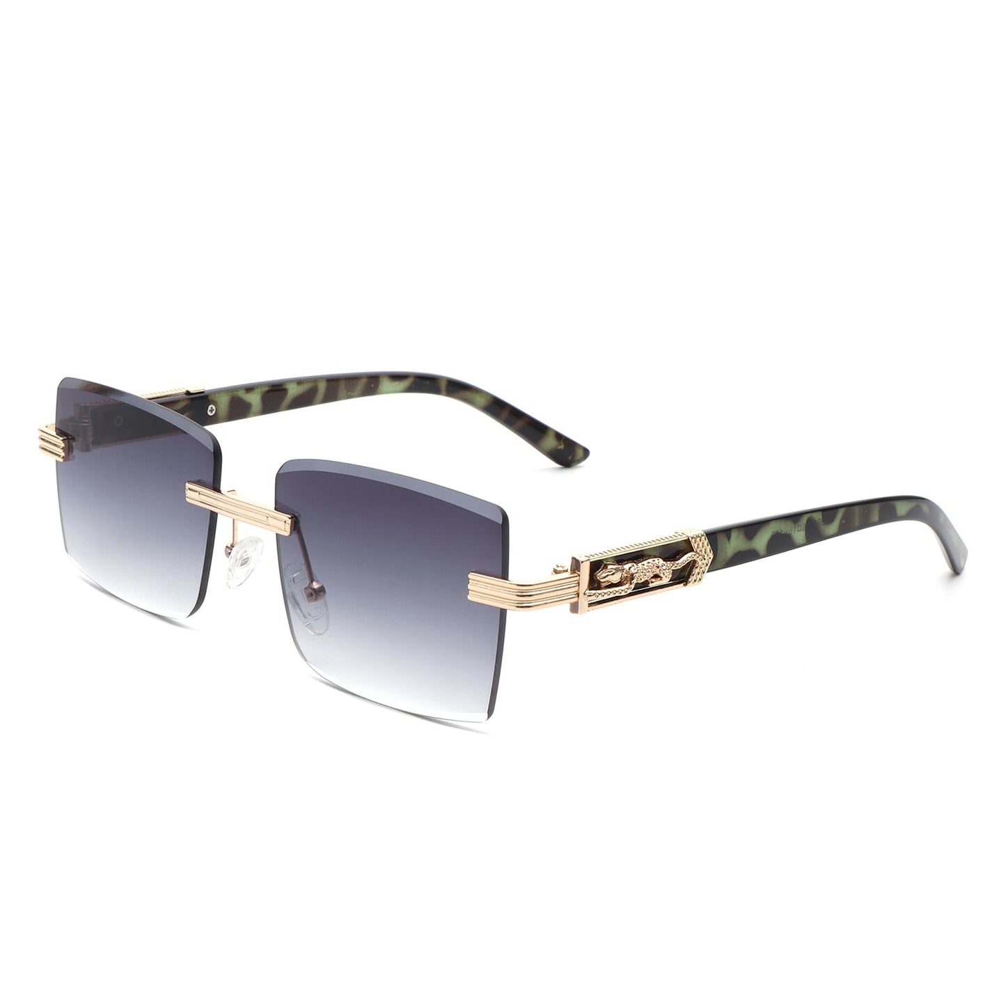 Tycho - Retro Rimless Square Tinted Flat Top Sunglasses-2