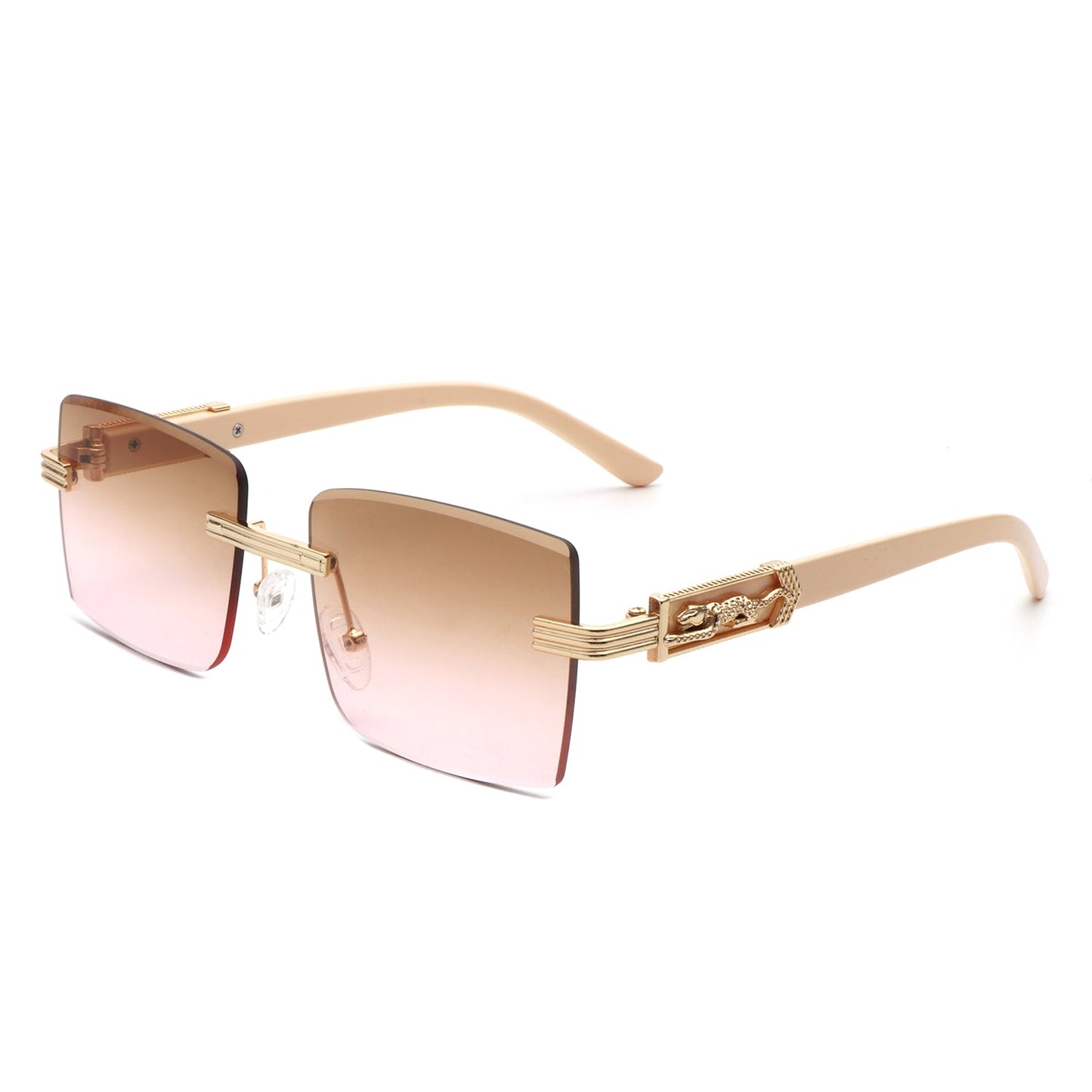 Tycho - Retro Rimless Square Tinted Flat Top Sunglasses-7