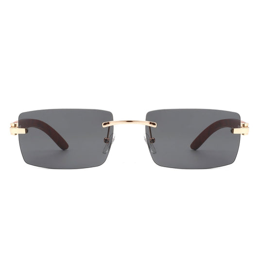 Oceanize - Rectangle Rimless Retro Frameless Fashion Tinted Sunglasses-1