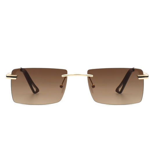 Vibrante - Rectangle Rimless Retro Tinted Fashion Flat top Sunglasses-1