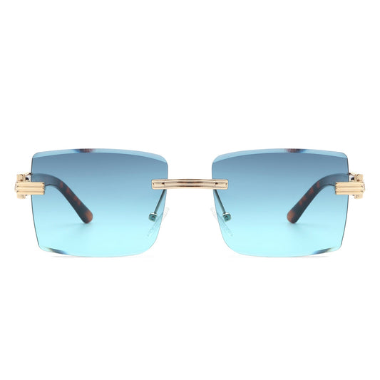 Tycho - Retro Rimless Square Tinted Flat Top Sunglasses-1